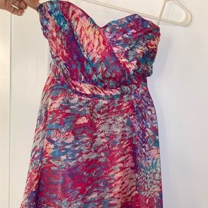Colourful strapless multicoloured dress